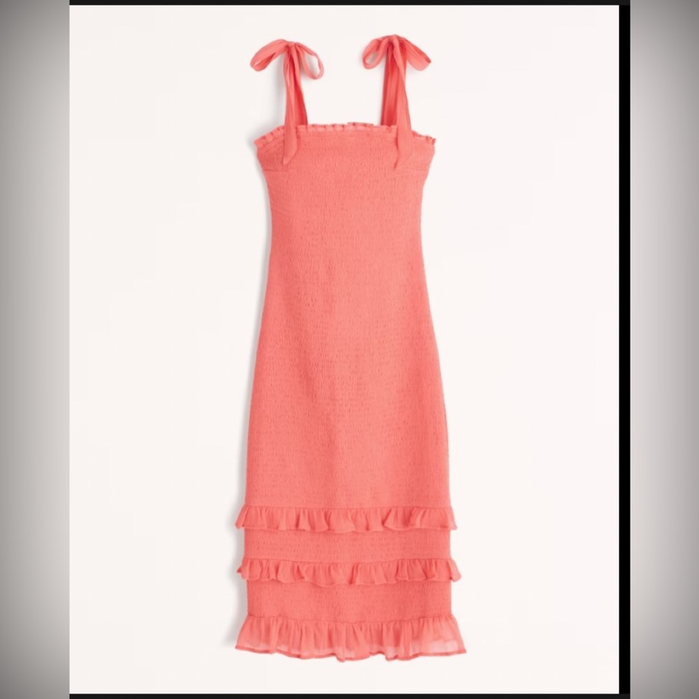 Abercrombie tie strap smocked midi dress size xs
